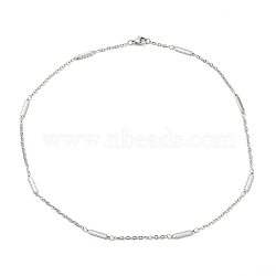 304 Stainless Steel Rectangle Link Chain Necklace, Stainless Steel Color, 17.76 inch(45.1cm)(NJEW-K249-04P)
