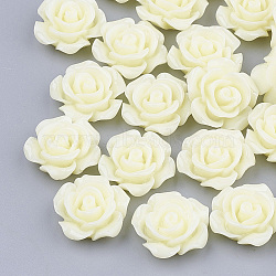 Resin Cabochons, Flower, Creamy White, 14x15x6mm(CRES-B2026-A17)