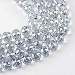 Electroplate Glass Beads Strands, Rainbow Plated, Round, Gainsboro, 7.5x8.5mm, Hole: 1mm, about 104pcs/strand, 30.3 inch(EGLA-Q062-8mm-A07)