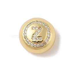 Rack Plating Brass & Clear Cubic Zirconia Pendants, Cadmium Free & Lead Free, Long-Lasting Plated, Flat Round with Letter, Letter Z, 13x7mm, Hole: 4x3mm(KK-Z047-07G-Z-RS)