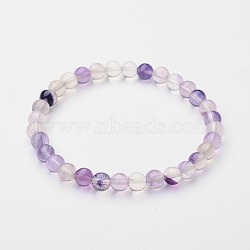 Natural Fluorite Beaded Stretch Bracelets, 2-1/4 inch(56mm)(X-BJEW-F202-05)