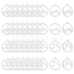 30Pcs 2 Styles 201 Stainless Steel Pendants, Laser Cut, Mountain Alliance Eachother, Stainless Steel Color, 17~17.5x15~15.5x1mm, Hole: 1~1.4mm(STAS-AR0001-69)