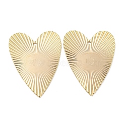 Rack Plating Brass Pendants, Heart, Real 18K Gold Plated, 30x23x1mm, Hole: 1.4mm(X-KK-K351-06G)