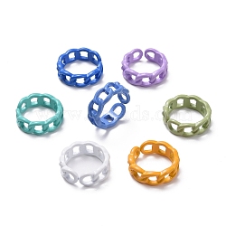 Spray Painted Alloy Cuff Rings, Open Rings, Cadmium Free & Lead Free, Curb Chain Shape, Mixed Color, US Size 7 1/4(17.5mm)(RJEW-T011-29-RS)