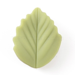 Silicone Beads, DIY Nursing Necklaces and Bracelets Making, Chewing Pendants For Teethers, Leaf, Yellow Green, 24~24.5x19~19.5x7~7.5mm, Hole: 2mm(SIL-WH0001-20A)