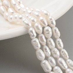 Natural Cultured Freshwater Pearl Beads Strands, Rice, Grade 3A+, Snow, 3~4mm, Hole: 0.5mm, about 26~39pcs/strand, 7.09''~7.28''(18~18.5cm)(PEAR-P062-04C)