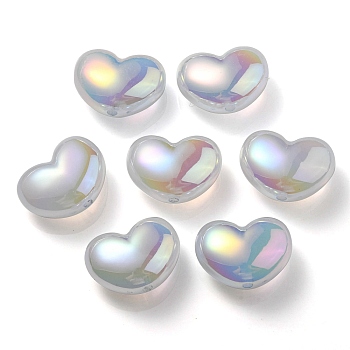 UV Plating Rainbow Iridescent Imitation Jelly Acrylic Beads, Heart, Light Steel Blue, 16x21x11mm, Hole: 2mm