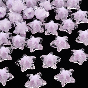 Transparent Acrylic Beads, Bead in Bead, Star, Plum, 15.5x16x9.5mm, Hole: 3mm, about 569pcs/500g