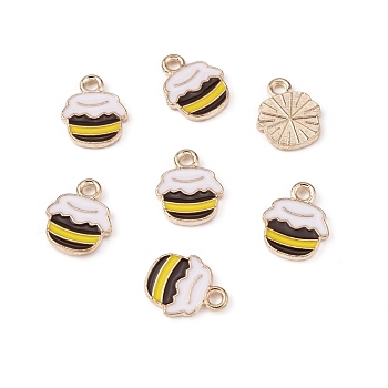 Zinc Alloy Enamel Charms, Honey Jar, Light Gold, Colorful, 12.5x10x1.5mm, Hole: 1.8mm