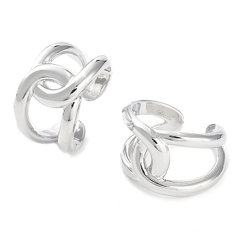 Brass Knot Open Cuff Rings for Women, Platinum, Inner Diameter: 18mm