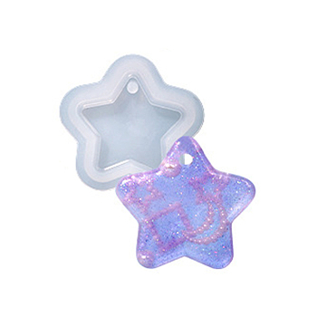 DIY Pendant Silicone Molds, Resin Molds, For UV Resin, Epoxy Resin Jewelry Making, Star, 48.5x50.5x8.5mm, Hole: 4mm
