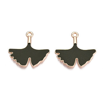 Thanksgiving Day Theme Alloy Enamel Pendants, Lead Free & Cadmium Free, Golden, Leaf, 22.5x23x2mm, Hole: 1.8mm