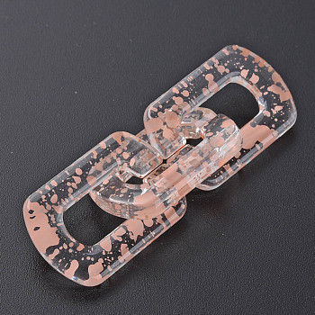 Transparent Acrylic Linking Rings, Quick Link Connectors, for Cable Chains Making, Twist Oval, Light Salmon, 30.5x20.5x4mm, Inner Diameter: 8x18mm