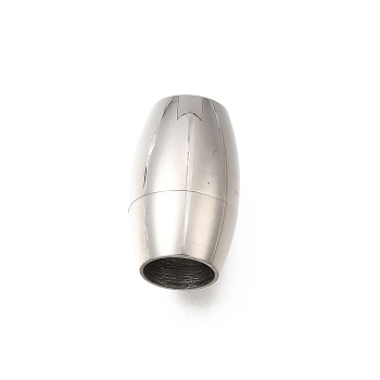304 Stainless Steel Magnetic Clasps, Barrel, Stainless Steel Color, 20.5x13mm, Hole: 8.5mm