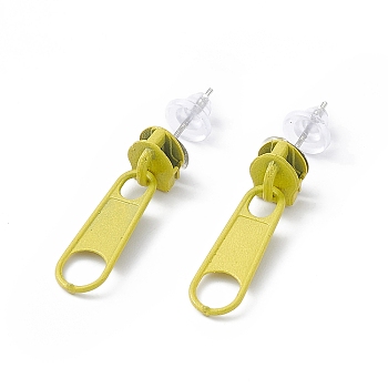 Alloy Zipper Buckle Dangle Stud Earrings with Iron Pins for Women, Yellow, 25.5mm, Pin: 0.7mm