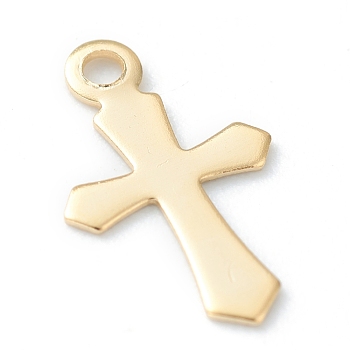 304 Stainless Steel Tiny Cross Charms, Laser Cut, Golden, 11.5x7x0.5mm, Hole: 1mm