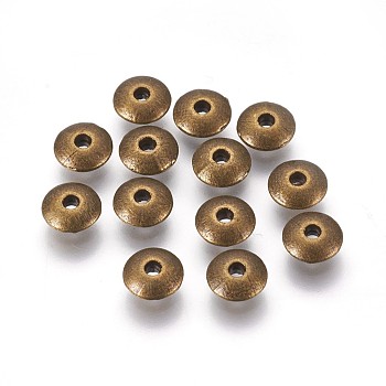 Tibetan Style Spacer Beads, Lead Free & Cadmium Free & Nickel Free, Flat Round, Antique Bronze, 6x2mm, Hole: 1.5mm
