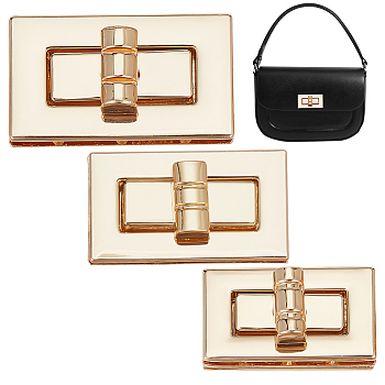 WADORN 3 Sets 3 Style Zinc Alloy Twist Lock Clasp, Turn Lock, Bag Replacement Accessories, Rectangle, Light Gold, 2.75~4.05x1.75~3.9x0.6~1.95cm, Hole: 20.5~27.5x7.5~10.5mm, 1 set/style