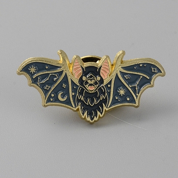 Animal Enamel Pins, Golden Alloy Brooch, for Backpack Clothes, Bat, 15x31mm