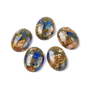 Assembled Synthetic Imperial Jasper and Lapis Lazuli Cabochons, Dyed, Oval, 30~30.7x22~22.5x7.8mm