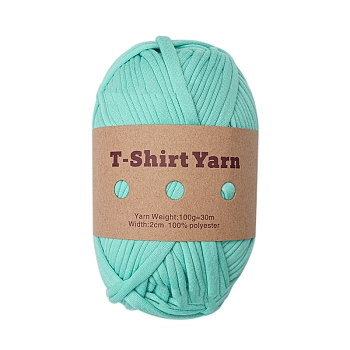 Polyester Cloth Yarn, For Hand Knitting Thick Thread, Crochet Cloth Yarn, Aquamarine, 20mm, about 32.81 Yards(30m)/Skein