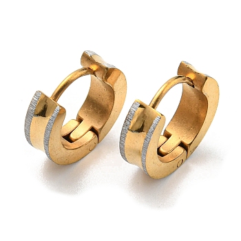 304 Stainless Steel Textured Hoop Earrings, Ring, Golden, 12.5x13x4mm