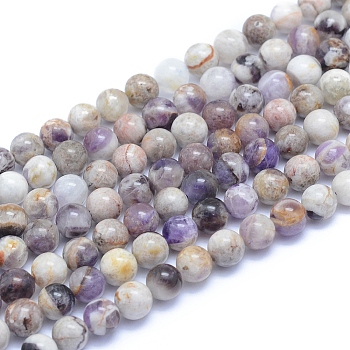 Natural Chevron Amethyst Beads Strands, Round, 6~6.5mm, Hole: 0.8mm, about 66pcs/strand, 15.35 inch(39cm)