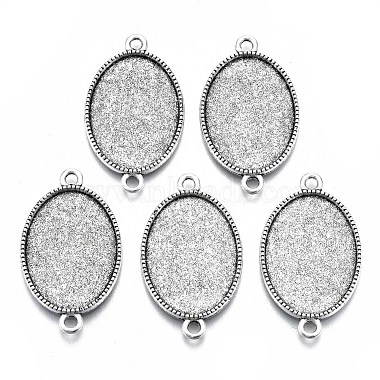 Tibetan Style Oval Alloy Cabochon Connector Settings(TIBE-Q038-002B-AS-RS)-2