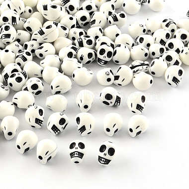 10mm White Skull Acrylic Beads
