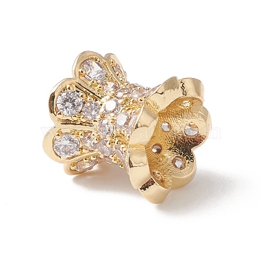 Eco-Friendly Rack Plating Brass Micro Pave Cubic Zirconia Double Sided Bead Caps(KK-F835-25B-G)-2
