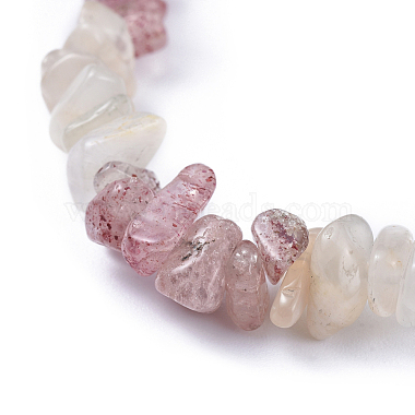 Bracelets extensibles avec pierre de lune blanche naturelle et éclats de quartz de fraise(BJEW-JB04490-05)-2
