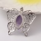 Butterfly Platinum Tone Brass Natural Amethyst Pendants(G-M288-06)-2