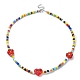Flower & Heart Lampwork & Glass Seed Beaded Necklaces(NJEW-JN04374)-1