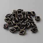 Plating Acrylic Beads, Golden Metal Enlaced, Rhombus, 18x14x9mm, Hole: 1.5mm, about 30pcs/bag(OACR-WH0029-03M)
