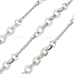 304 Stainless Steel Oval Link Chains, Soldered, with Spool, Stainless Steel Color, 3x3x0.5mm(CHS-H117-13P)