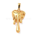 304 Stainless Steel Pendants, Melting Heart Charms, Golden, 36x19x6mm, Hole: 8x3.5mm(STAS-L309-17G)