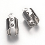 Tarnish Resistant 304 Stainless Steel Folding Crimp Ends, Fold Over Crimp Cord Ends, Stainless Steel Color, 12x6.5mm, Hole: 1.5mm, Inner Diameter: 6mm(STAS-T004-07)