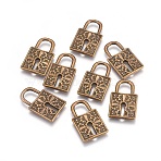 Tibetan Style Alloy Pendants, Lead Free and Cadmium Free, Padlock, Antique Bronze, 27x17x3mm(EA10914Y-AB)