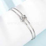 304 Stainless Steel Double Layers Cuff Bangles for Women, Knot, Stainless Steel Color, Inner Diameter: 2.56x2.13 inch(6.5x5.4cm)(BJEW-Z165-01P)
