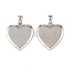 Brass Locket Pendants, Openable Heart Photo Frame Charms for Necklaces, Nickel Free, Long-Lasting Plated, Platinum, 26x23.5x4mm, Hole: 6x4mm, inner size: 16x19mm & 14x17mm(KK-CBA7157-08P)