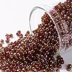 TOHO Round Seed Beads, Japanese Seed Beads, (165D) Transparent AB Ruby Hyacint, 11/0, 2.2mm, Hole: 0.8mm, about 1110pcs/bottle, 10g/bottle(SEED-JPTR11-0165D)