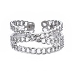 Non-Tarnish 304 Stainless Steel Criss Cross Open Cuff Ring, Chunky Hollow Ring for Women, Stainless Steel Color, US Size 7(17.3mm)(X-RJEW-T023-43P)