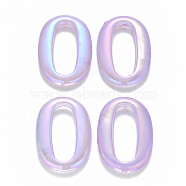 Transparent Acrylic Linking Rings, AB Color Plated, Imitation Gemstone Style, Oval, Lilac, 35.5x25x4.5mm, Inner Diameter: 26x10.5mm(TACR-T016-08D)