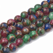 Natural Chalcedony Beads Strands, Imitation Gold Clinquant Stone, Dyed & Heated, Round, Colorful, 8~9mm, Hole: 1mm, about 45~48pcs/strand, 15.7 inch(G-S333-8mm-014B)
