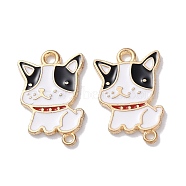 Alloy Enamel Puppy Links, Dog Connector Charms, Golden, White, 18x11.5x1mm, Hole: 1.2~1.5mm(ENAM-O001-09G)
