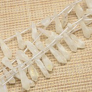 Electroplate Gemstone Natural Quartz Crystal Beads Strands, Nuggets, Clear, 18~35x6~14x6~12mm, Hole: 1mm, about 22pcs/strand, 15.74 inch(G-L135-12)