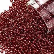 TOHO Round Seed Beads, Japanese Seed Beads, (25C) Silver Lined Ruby, 11/0, 2.2mm, Hole: 0.8mm, about 5555pcs/50g(SEED-XTR11-0025C)