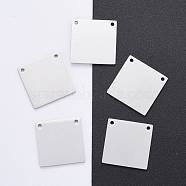 Tarnish Resistant 201 Stainless Steel Pendants, Manual Polishing, Square, Stainless Steel Color, 16x16x1mm, Hole: 1mm(STAS-S105-T614-1-16)