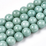 Natural Myanmar Jade/Burmese Jade Beads Strands, Round, Dyed, 10mm, Hole: 1mm, about 40pcs/strand, 15.1 inch(G-T064-22-10mm)