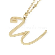 304 Stainless Steel Pendant Necklaces, Letter Charms, Letter W, 16.22 inch(41.2cm), Pendant: 22x28x1.3mm(NJEW-H029-02G-W)